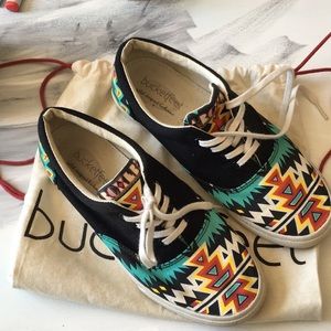 Bucket feet southwest print shoes